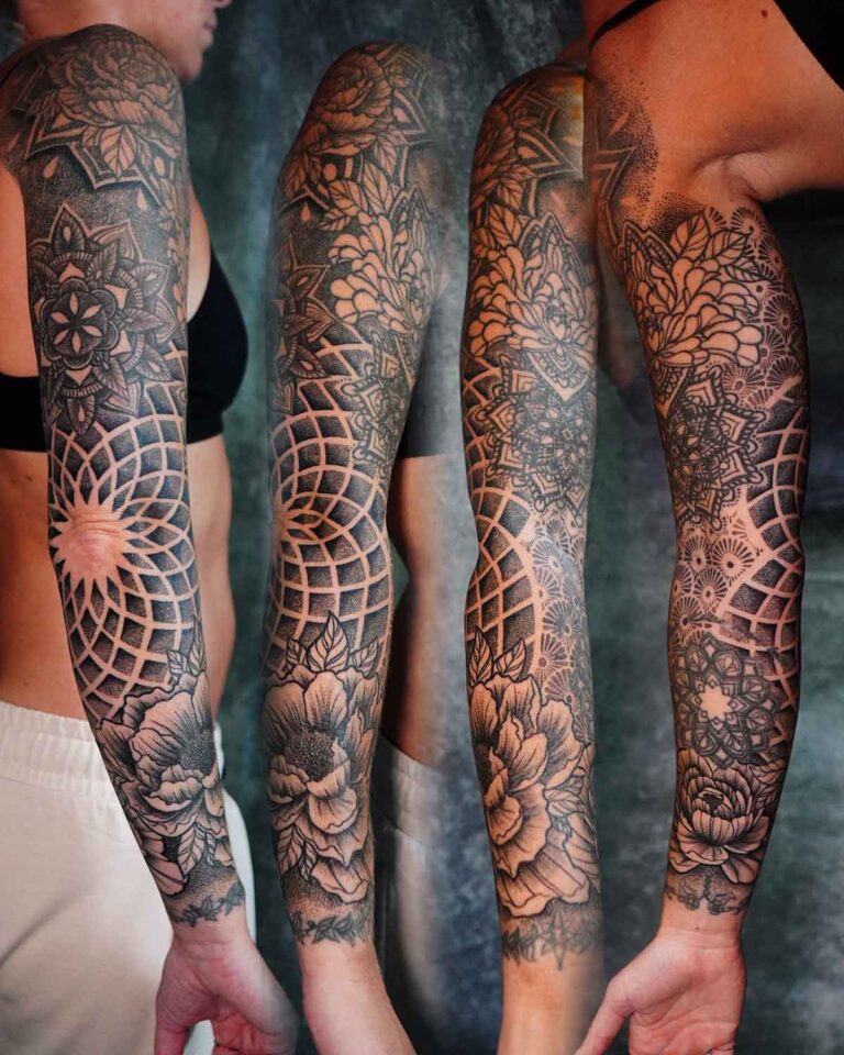 mandala-dotwork-sleeve-tattoo
